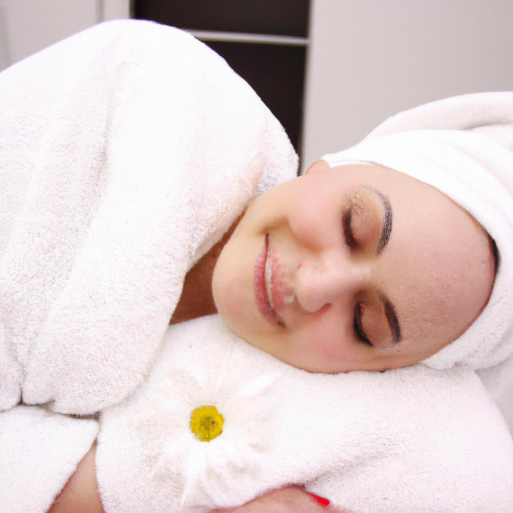 Woman enjoying spa treatment, smiling
