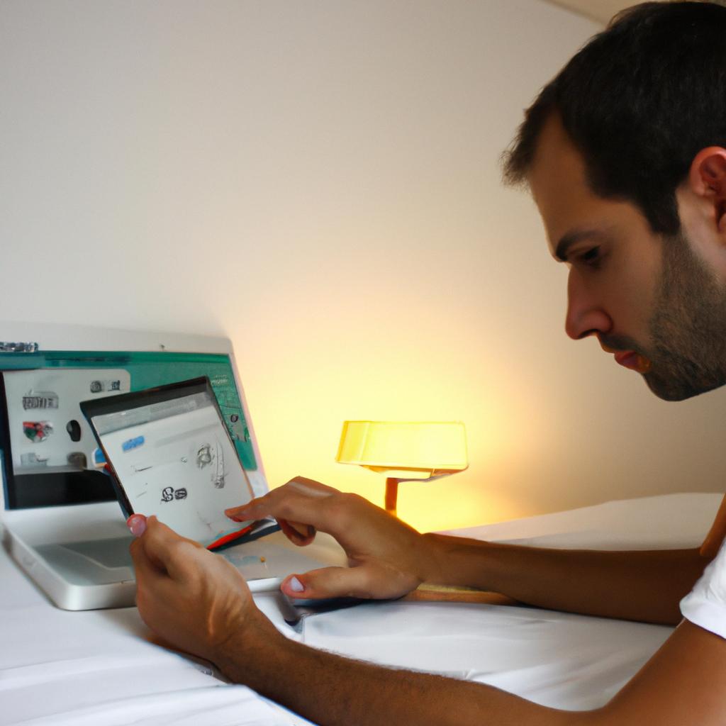 Man checking hotel prices online