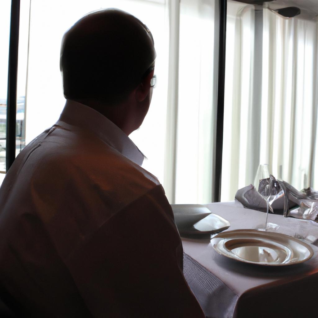 Person dining at hotel restaurant