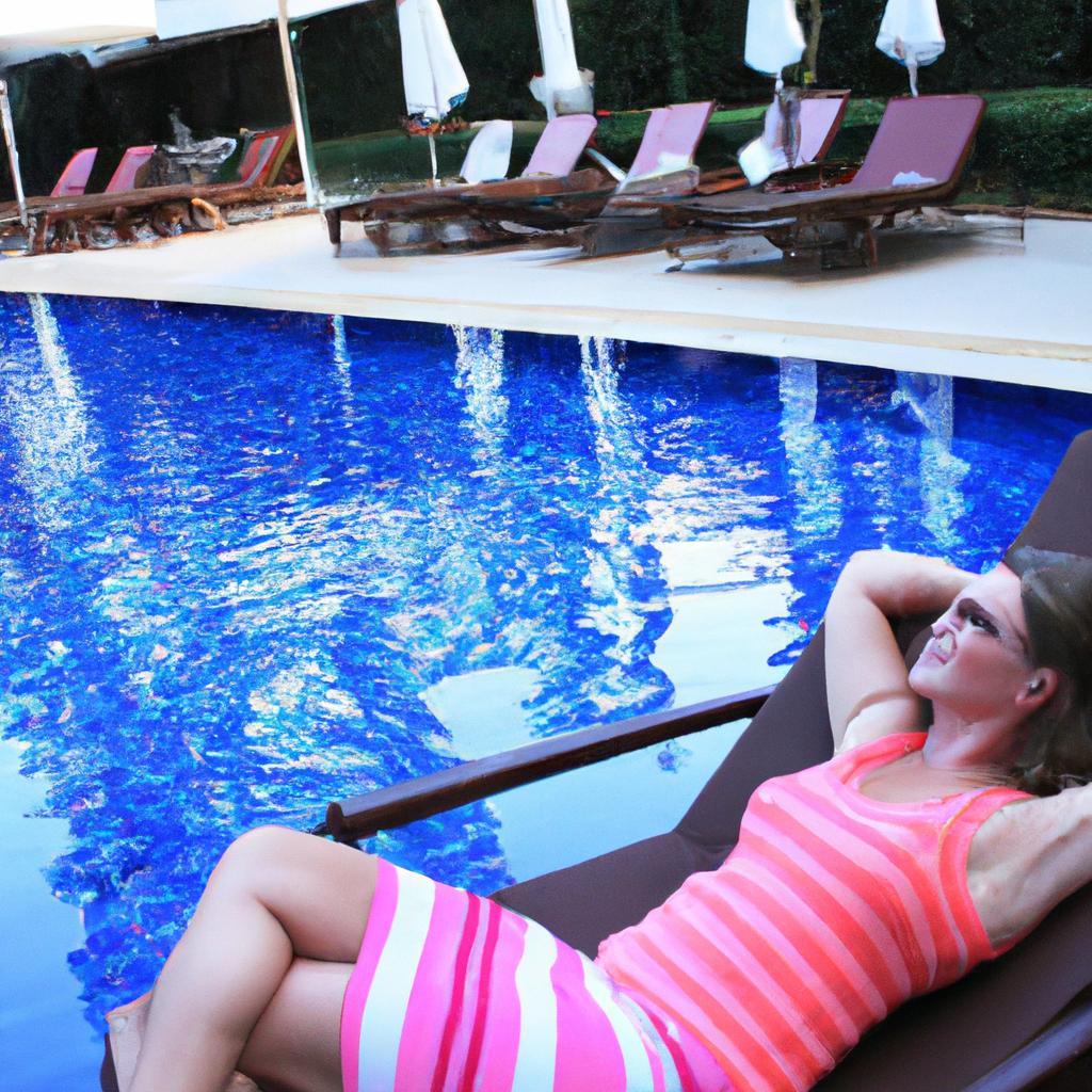 Woman lounging by hotel pool